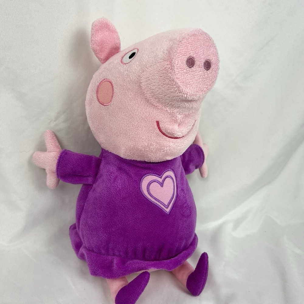 Peppa Pig Plush Stuffed Animal Pink Purple Dress Cozy Cute Kidcore Toy‎